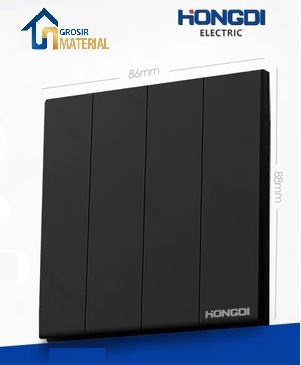 Hongdi Saklar Stop Kontak Hitam Permukaan Matte 4 Gang 1 Arah