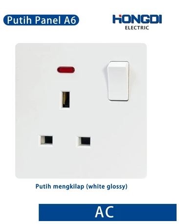 Hongdi Stopkontak AC Seri Warna Putih Glossy