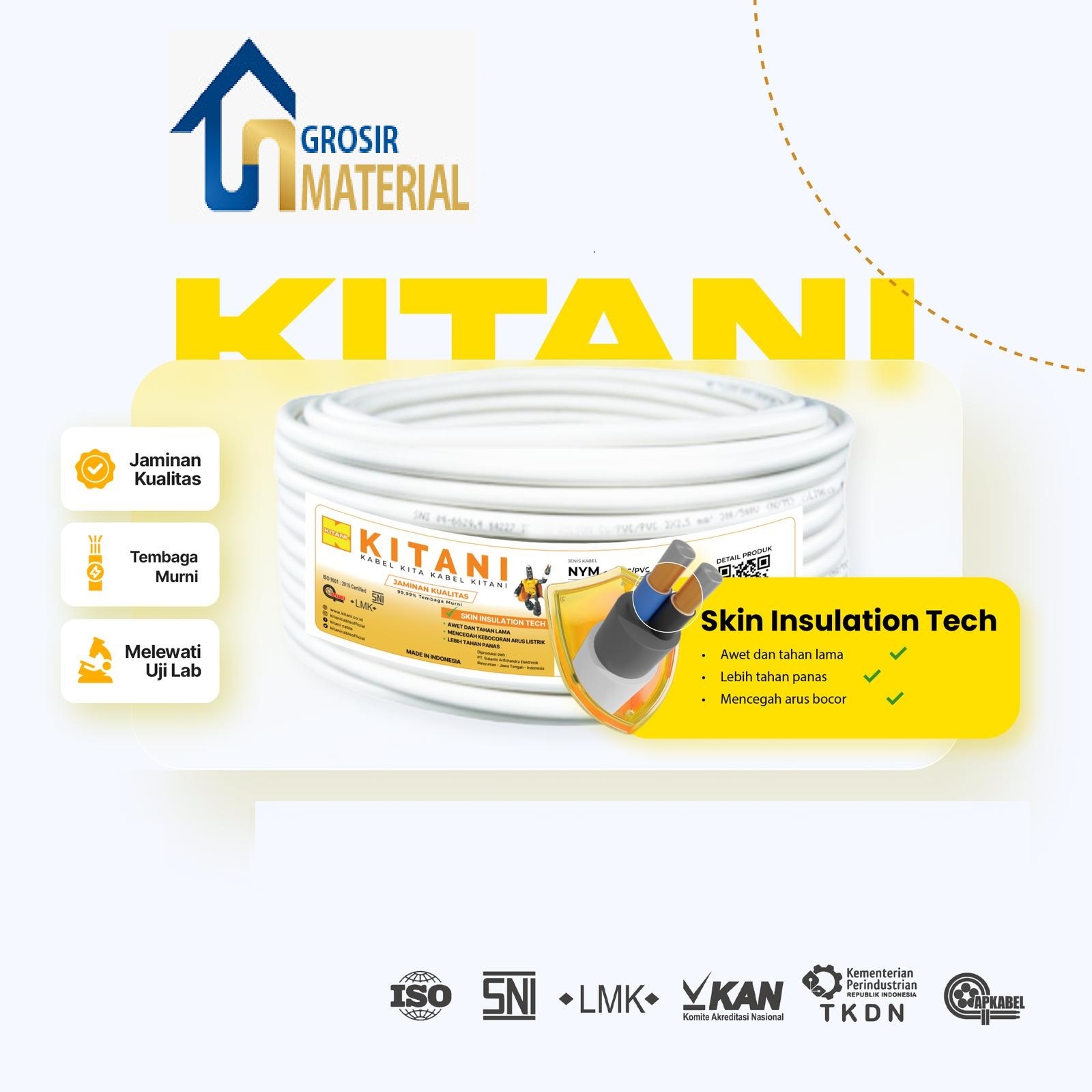 KITANI Kabel NYM 3 x 2.5 MM 10 M Tembaga Kawat